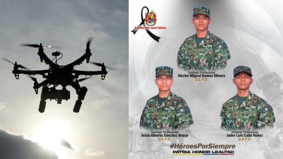 Ataque con drones del Eln deja tres soldados muertos. Ataque con drones del Eln deja tres soldados muertos.