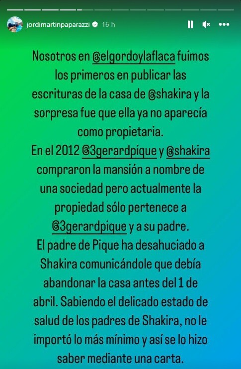 Papa de Pique hizo que Shakira acelerara su mudanza.