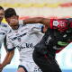 Acción de juego entre Fortaleza y Cúcuta Deportivo por la cuarta fecha de la Liga BetPlay II-2026.