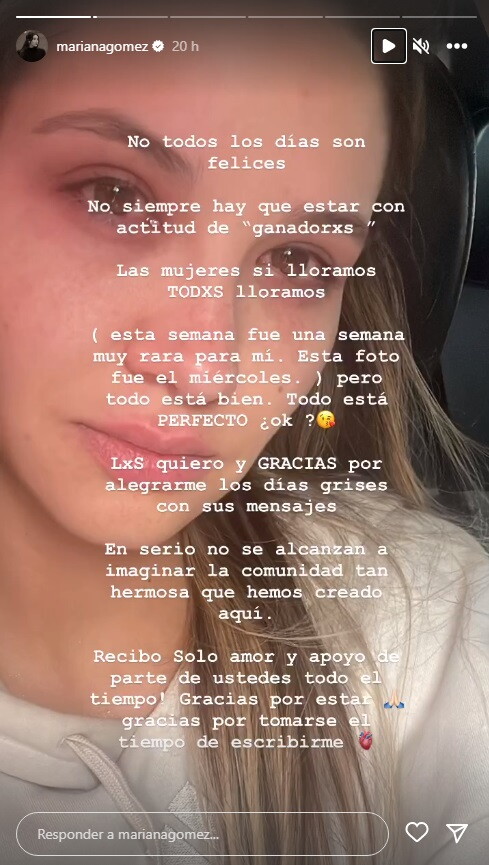 Mariana Gomez, sentidas palabras
