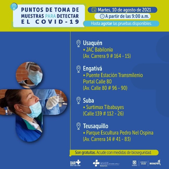 pruebas gratis covid usaquen agosto 10 de 2021