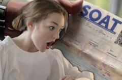 Mujer sorprendida con fondo del Soat