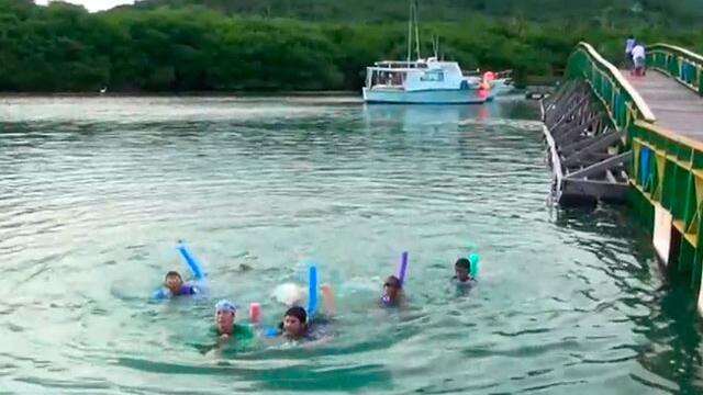En hermoso escenario natural de San Andrés se entrenan los futuros campeones de natación