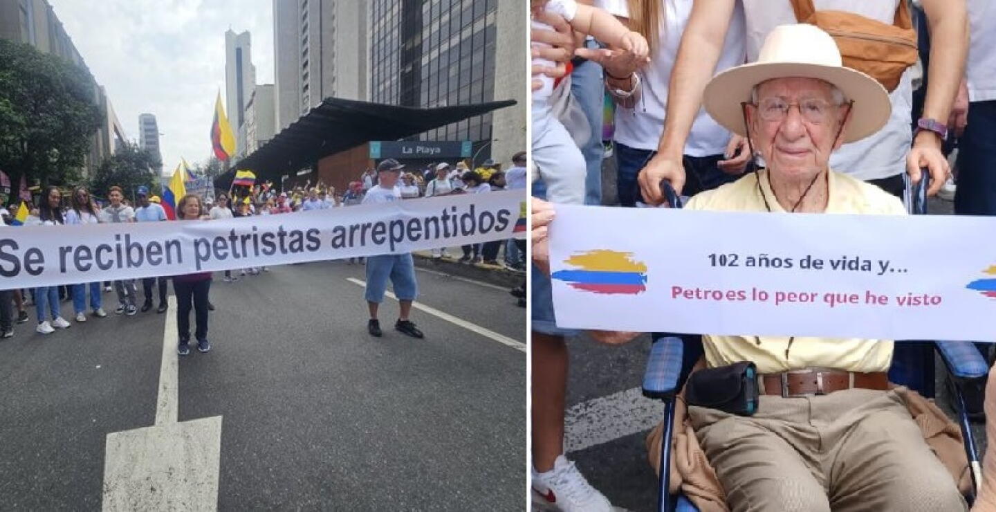 Carteles contra Petro en marchas hoy