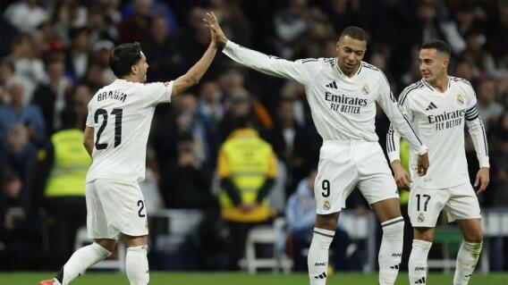 Kylian Mbappé celebra la victoria de Real Madrid frente al Sevilla. Kylian Mbappé celebra la victoria de Real Madrid frente al Sevilla.