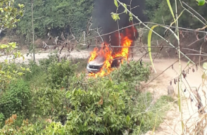 341910_BLU Radio. Vehículo quemado de la UNP // Foto: Suministrada