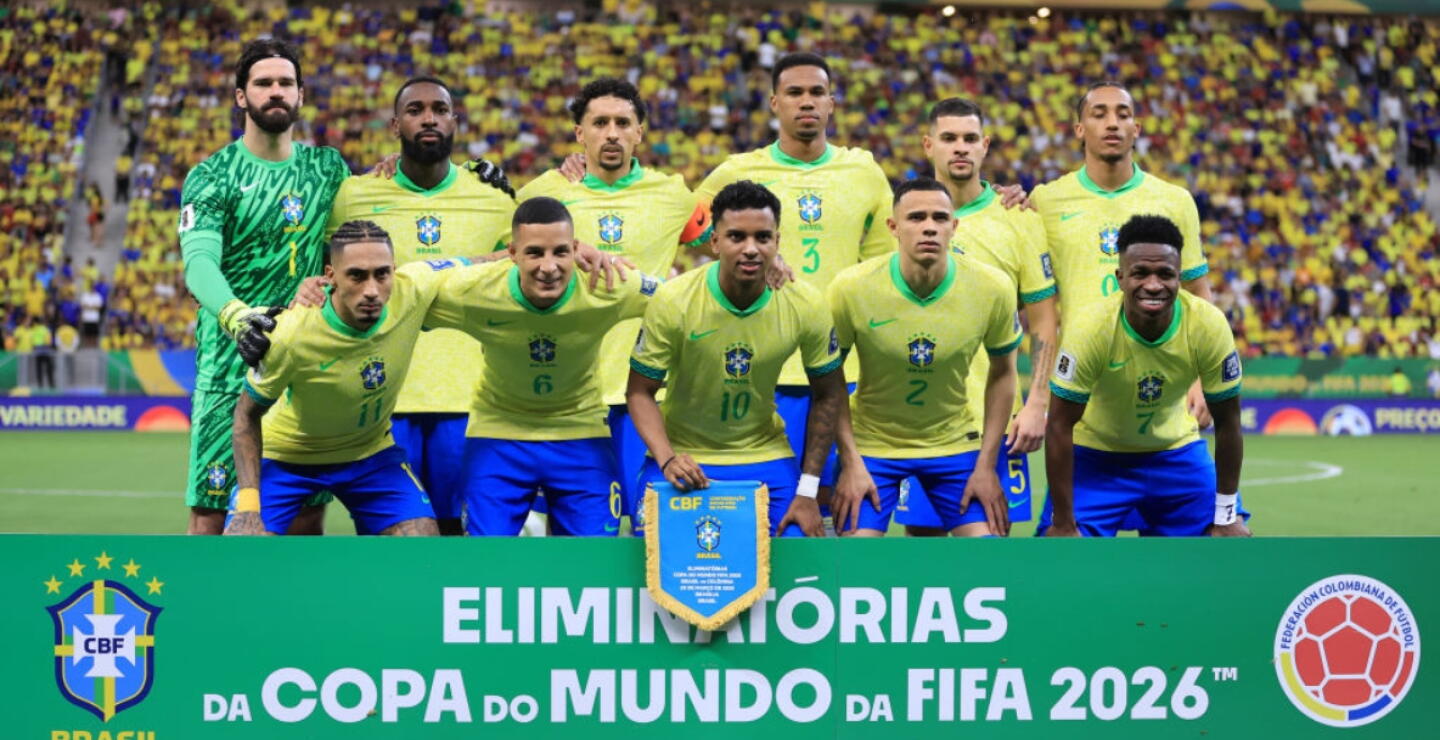 Selección Brasil en el partido contra Colombia por las Eliminatorias al Mundial 2026.