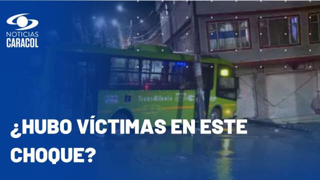 Accidente en Bogotá: bus del SITP se estrelló contra una casa Accidente en Bogotá: bus del SITP se estrelló contra una casa