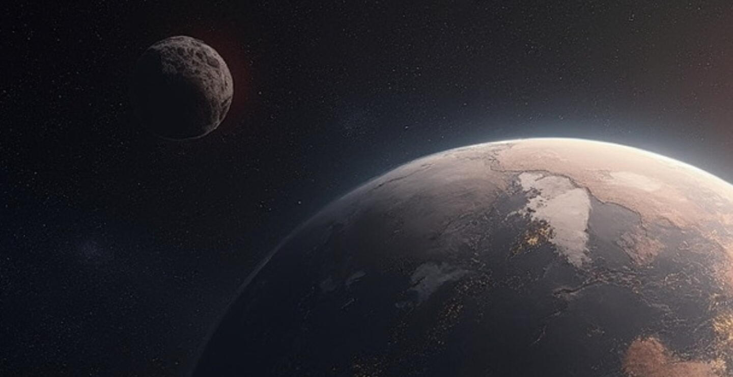 Asteroide 2024 YR4 acercándose a la Tierra en el año 2032. 