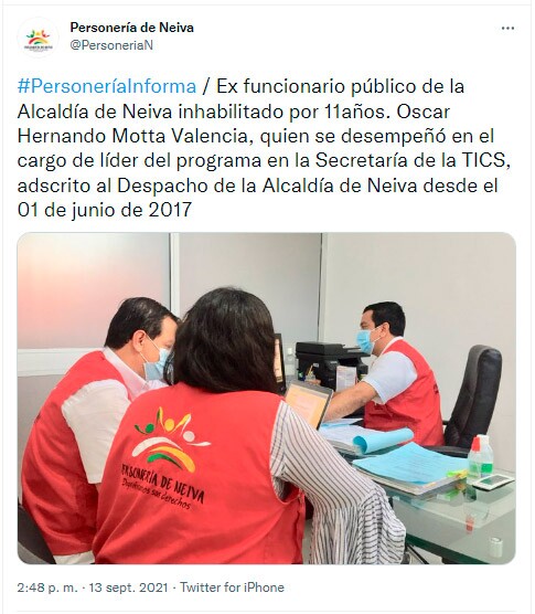 Twitter Personería Neiva