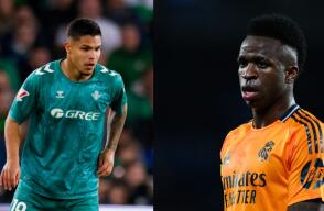 Juan Camilo 'Cucho' Hernández y Vinícius Jr, para el juego entre Betis y Real Madrid.