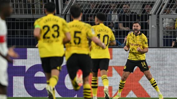 Borussia Dortmund festejando triunfo contra el PSG, en 'semis' de Champions. Borussia Dortmund festejando triunfo contra el PSG, en 'semis' de Champions.