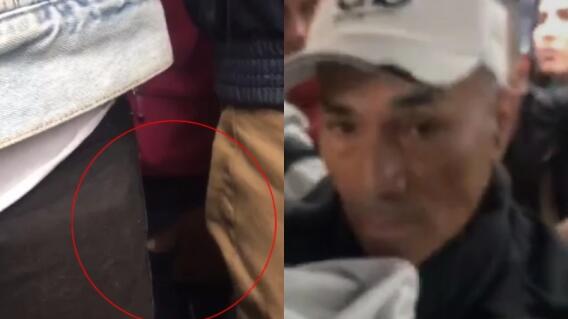 Hombre acosa a mujer en TransMilenio Hombre acosa a mujer en TransMilenio