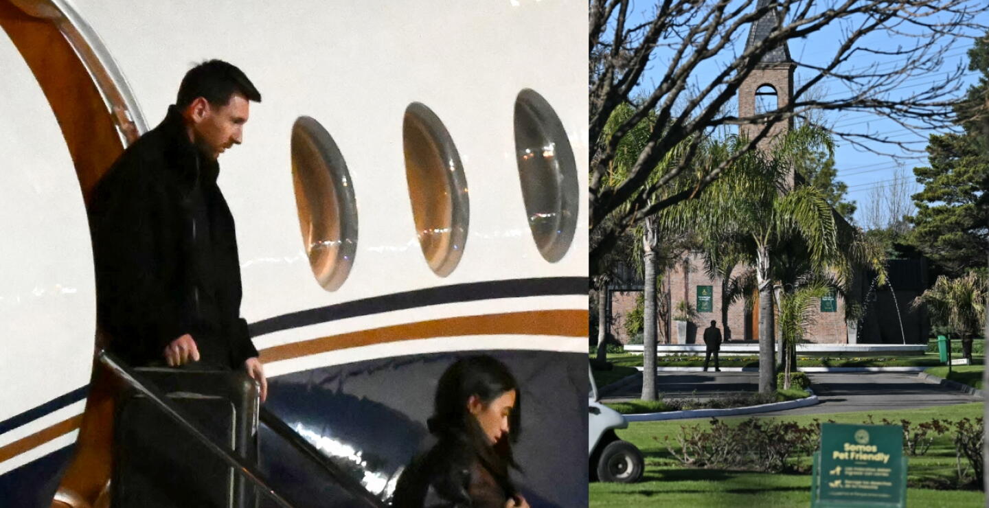 Lionel Messi llegando a Rosario para el funeral de su padre, Jorge, quien murió a los 68 años. 
