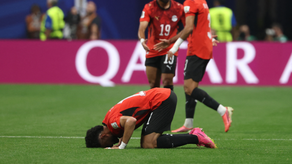 Celebración de Yasser Ibrahim, con la Selección de Egipto 