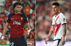 Johan Mojica vs. James Rodríguez en el Mallorca vs. Rayo vallecano.
