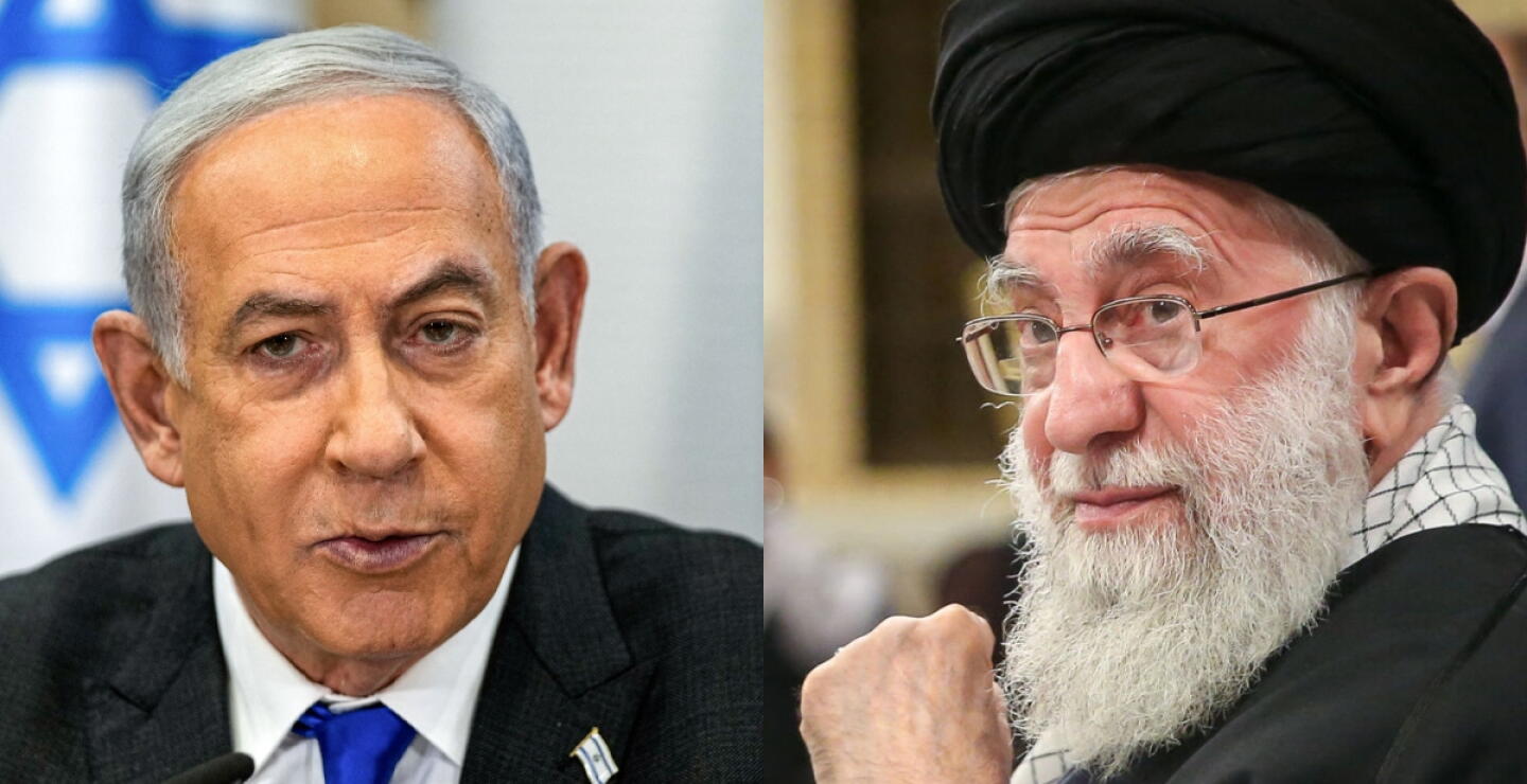 A la izquierda Benjamín Netanyahu, primer ministro de Israel. A la derecha, Alí Jamenei líder supremo de Irán. 