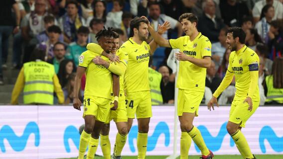 Samu Chukwueze celebrando uno de sus goles al Real Madrid. Samu Chukwueze celebrando uno de sus goles al Real Madrid.