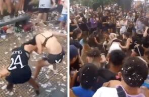 Video: estudiantes de colegio festejaban su último día de clases y terminaron con una batalla campal