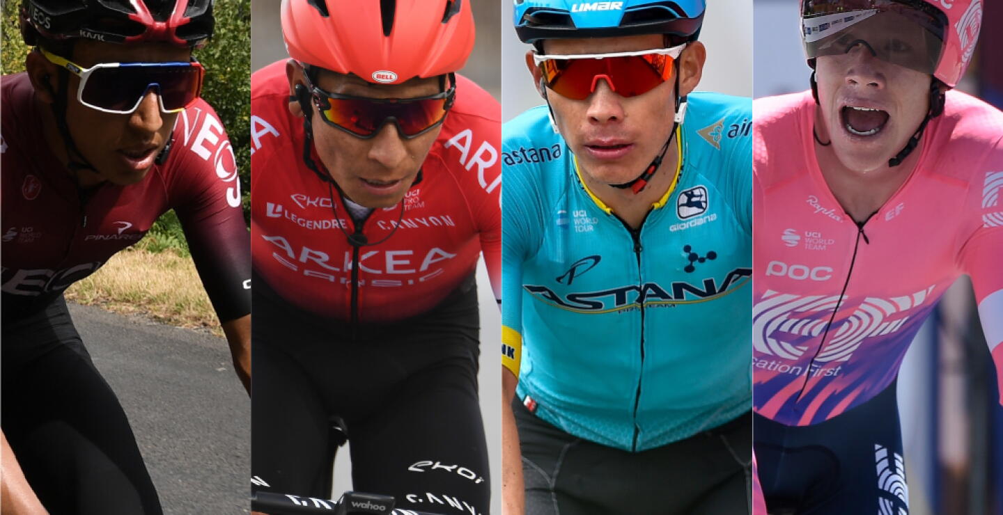 375598_Egan Bernal, Nairo Quintana, Miguel Ángel López, Rigoberto Urán. Fotos: AFP