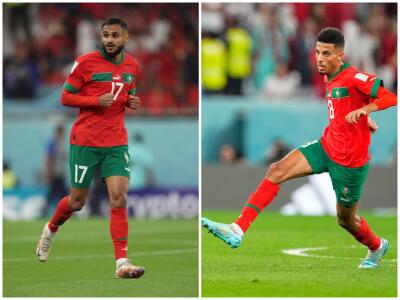 Sofiane Boufal y Azzedine Ounahi, jugadores del Angers de Francia y de la selección de Marruecos. Foto: Getty Images
