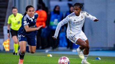 Linda Caicedo en Real Madrid vs. París FC por la Champions League femenina.