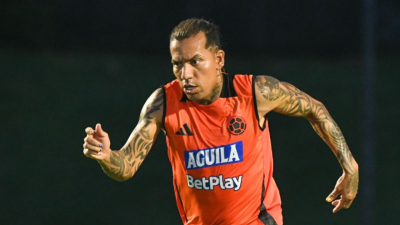 Dayro Moreno, en un entrenamiento de la Selección Colombia, por Eliminatorias Sudamericanas