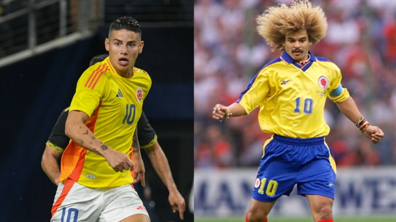 James Rodríguez y Carlos Valderrama James Rodríguez y Carlos Valderrama