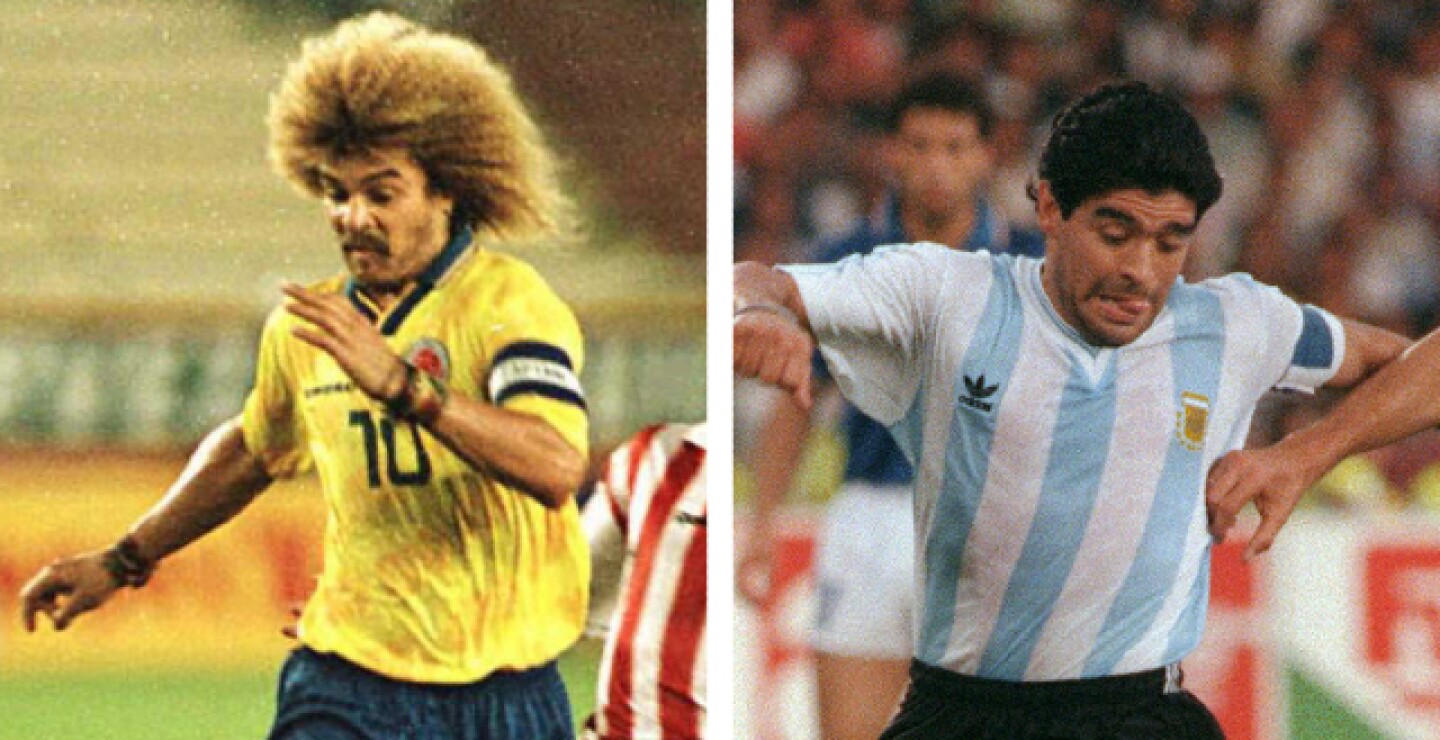 Carlos 'El Pibe' Valderrama y Diego Maradona