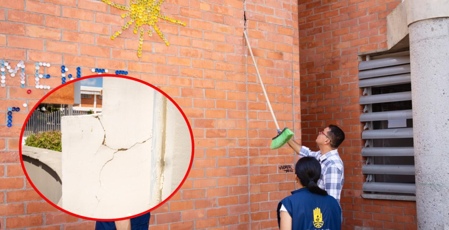 Grietas en colegios de Barrancabermeja después del sismo