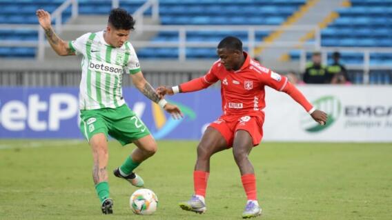 Jorman Campuzano en América de Cali contra Nacional por los cuadrangulares de la Liga BetPlay II-2025.