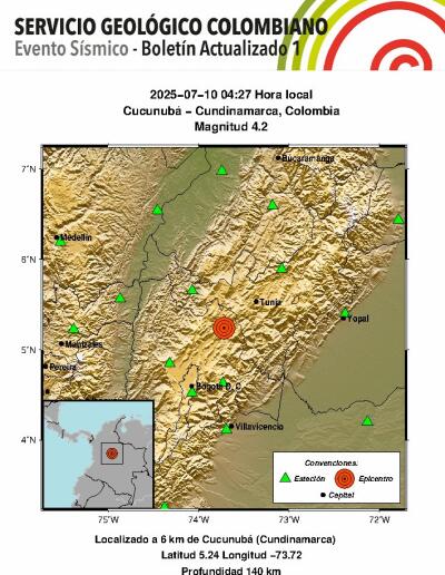 Sismo hoy en Colombia Sismo hoy en Colombia