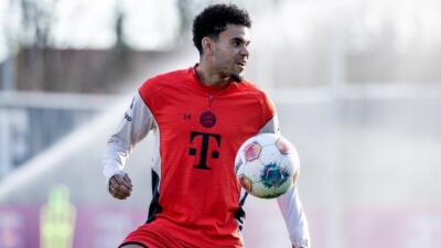 Luis Díaz en una de las prácticas del Bayern Múnich. 