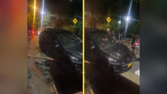Carro se va a hueco en Medellín por falta de señalización Carro se va a hueco en Medellín por falta de señalización