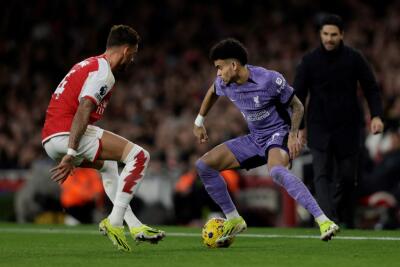 Luis Díaz en el partido contra Arsenal. Luis Díaz en el partido contra Arsenal.