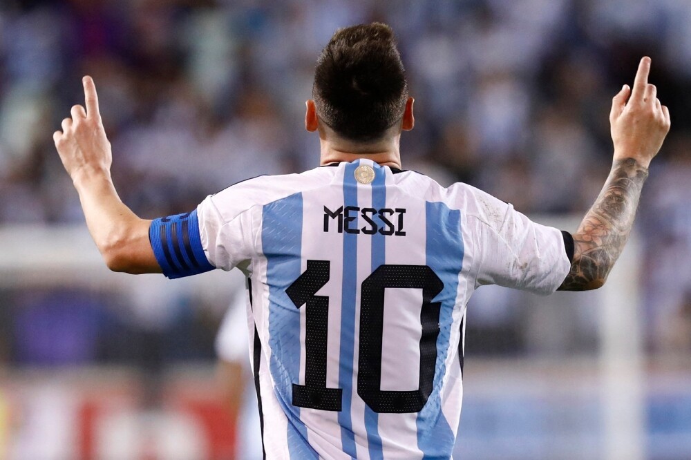 Lionel Messi, tras anotar un gol con la Selección Argentina