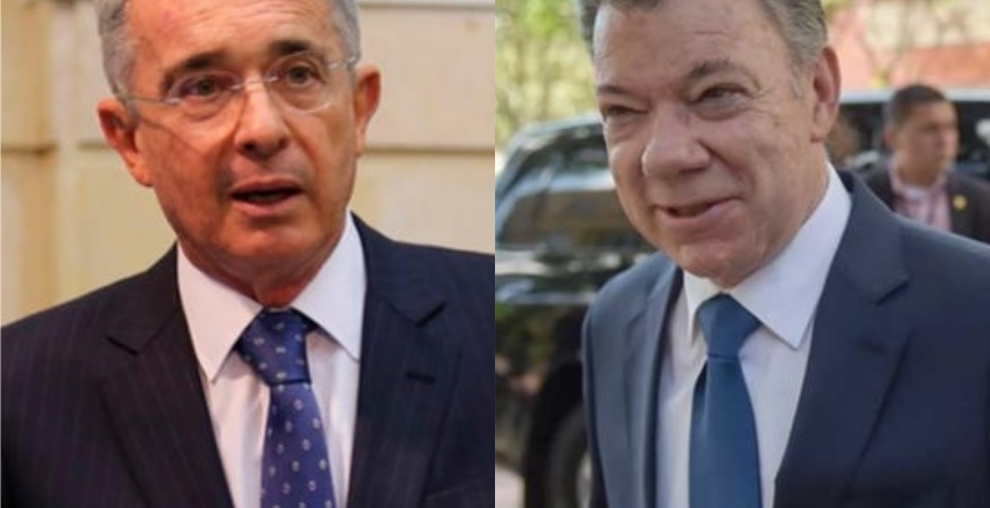 351654_BLU Radio. Álvaro Uribe y Juan Manuel Santos // Foto: AFP