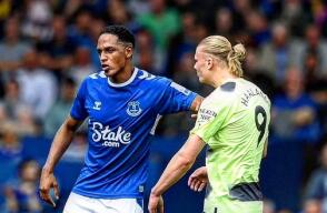 Yerry Mina y Erling Haaland, una de los duelos individuales más frecuentes en el Everton 3-0 Manchester City. Yerry Mina y Erling Haaland, una de los duelos individuales más frecuentes en el Everton 3-0 Manchester City.