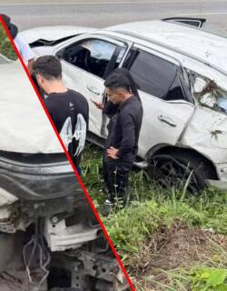 Aparatoso accidente de Sebastián Ayala en vía de Landázuri, Santander. 