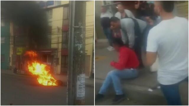 A presuntos delincuentes les quemaron la moto en barrio de Engativá A presuntos delincuentes les quemaron la moto en barrio de Engativá