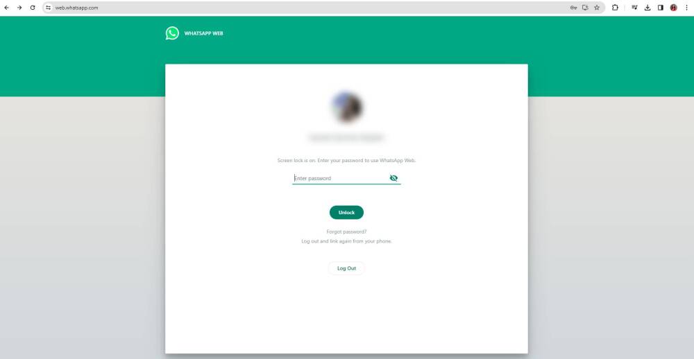 Bloqueo de pantalla de WhatsApp Web