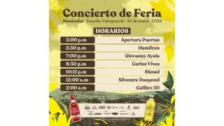Superconcierto Feria de Manizales 2026: artistas, horarios y claves para asistir
