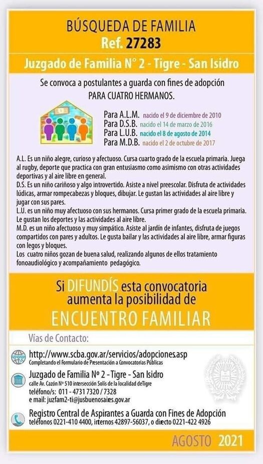 convocatoria adopcion hermanos