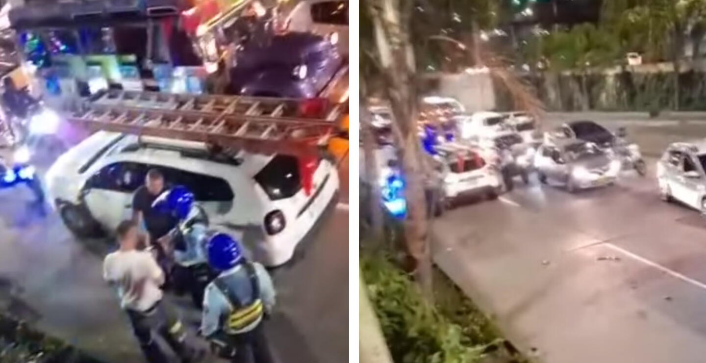 Conductor aparentemente borracho en Medellín se metió en contravía y chocó dos motos