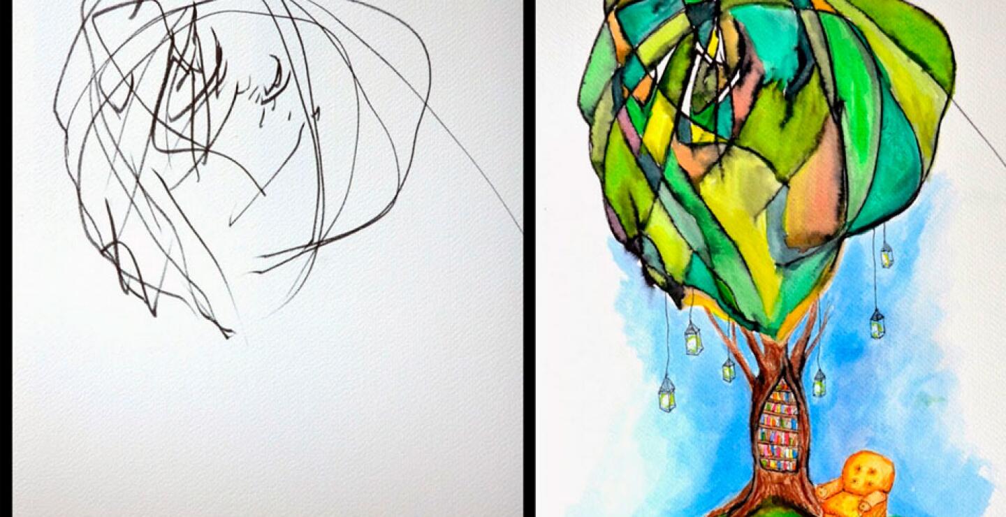 Cuando la artista vio a su hija dormir se sintió en uno de esos momentos de tranquilidad, en los que le gusta imaginar que cada árbol es un librero y debajo de ellos hay la silla más confortable del mundo.