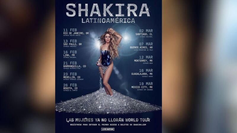 Las fechas de 'Las Mujeres ya no Lloran World Tour', concierto de Shakira en Latinoamérica Las fechas de 'Las Mujeres ya no Lloran World Tour', concierto de Shakira en Latinoamérica