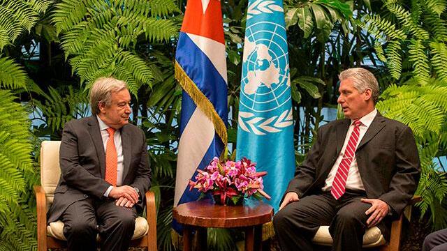 Secretario de la ONU se reúne en Cuba con el presidente Miguel Díaz-Canel