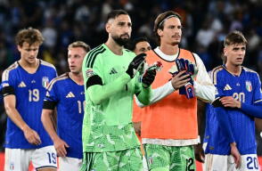 Jugadores de Italia tras su derrota contra Bélgica