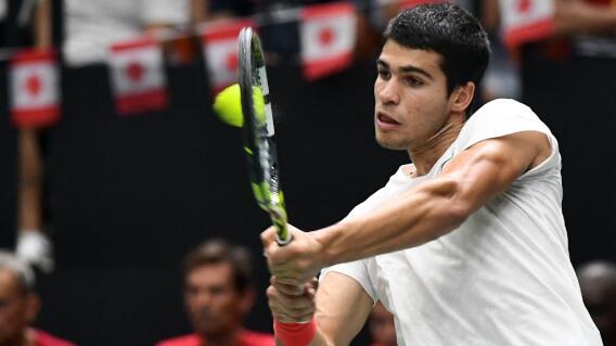 Carlos Alcaraz, tenista español, en la Copa Davis. Carlos Alcaraz, tenista español, en la Copa Davis.