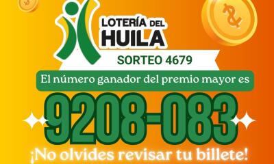 Lotería del Huila: resultado del martes, 26 de noviembre de 2024